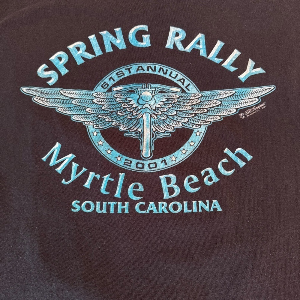 Vintage Myrtle Beach Spring Bike Rally 2001 Shirt Mens Size XL Black Skull Biker - Picture 6 of 11